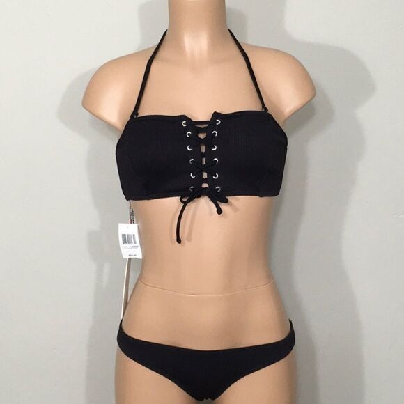 MINKPINK ribbed lace up bikini. NWT - Picture 4 of 8
